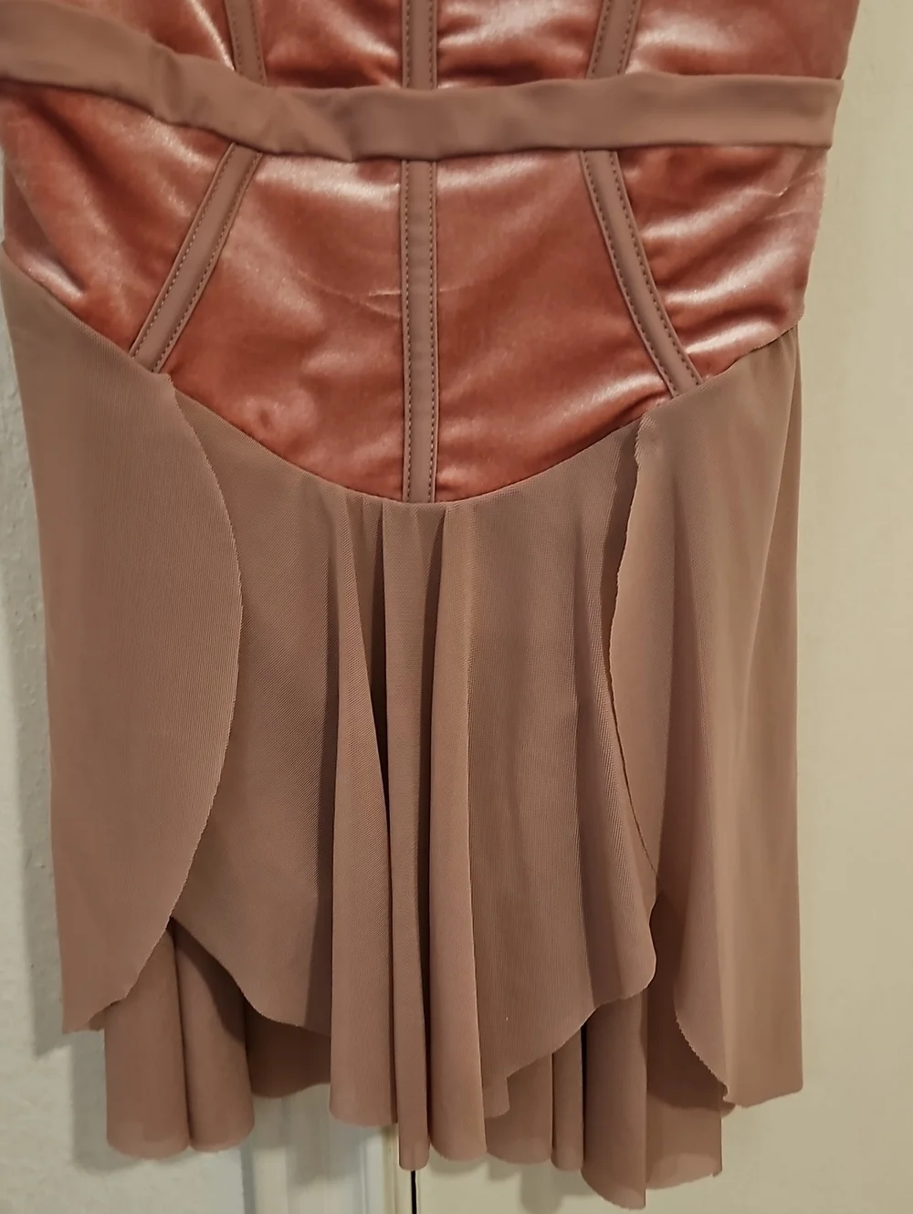 Rose Pink Velvet Bodice Chiffon Skater Dress